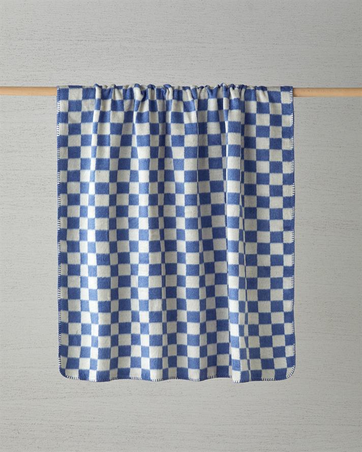 Retro Plaid Akrilik Tv Battaniye 130x170 cm Mavi