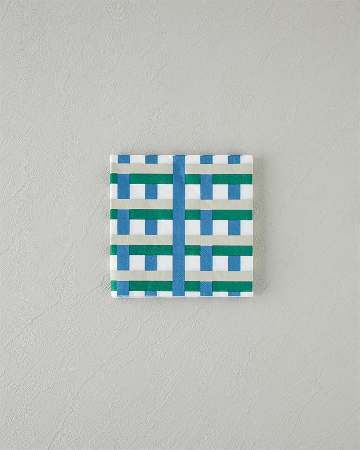 Retro Plaid 20li Kağıt Peçete Yeşil