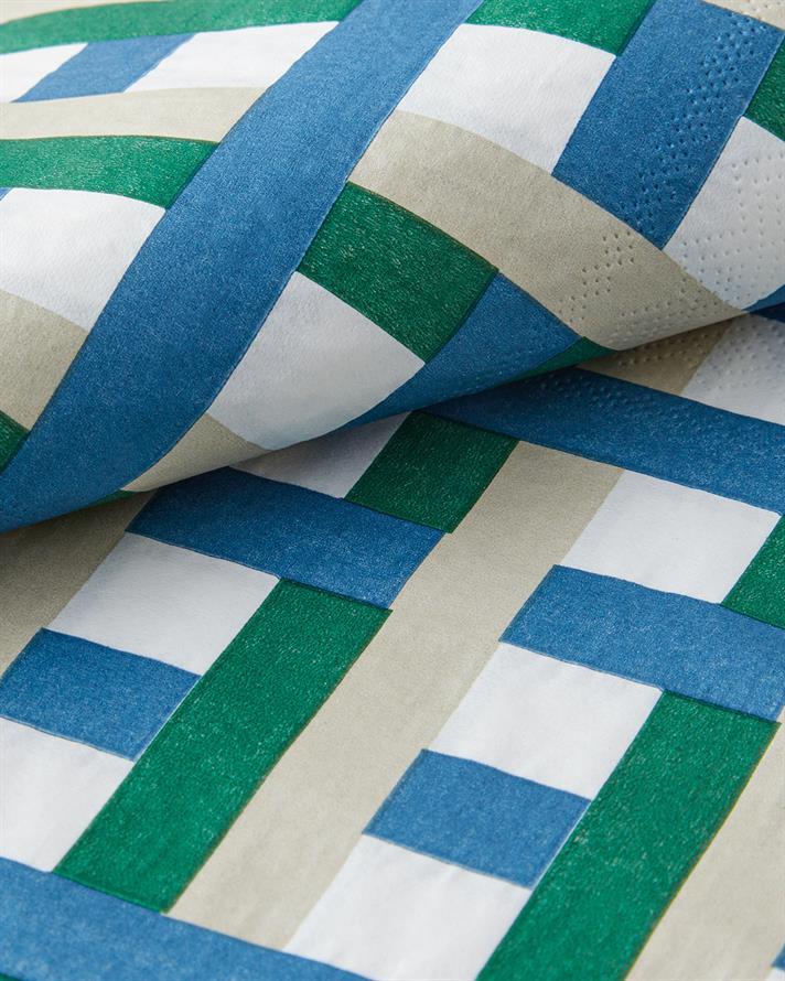 Retro Plaid 20li Kağıt Peçete Yeşil