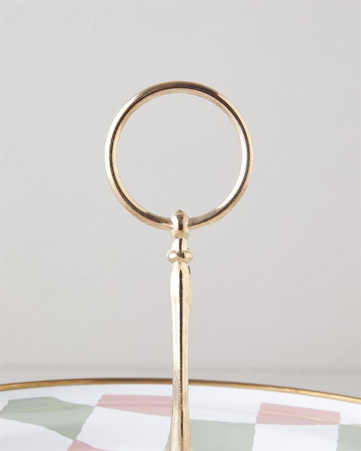 Retro Pure Emaye Katlı Servis 21x29 cm Pembe - Yeşil