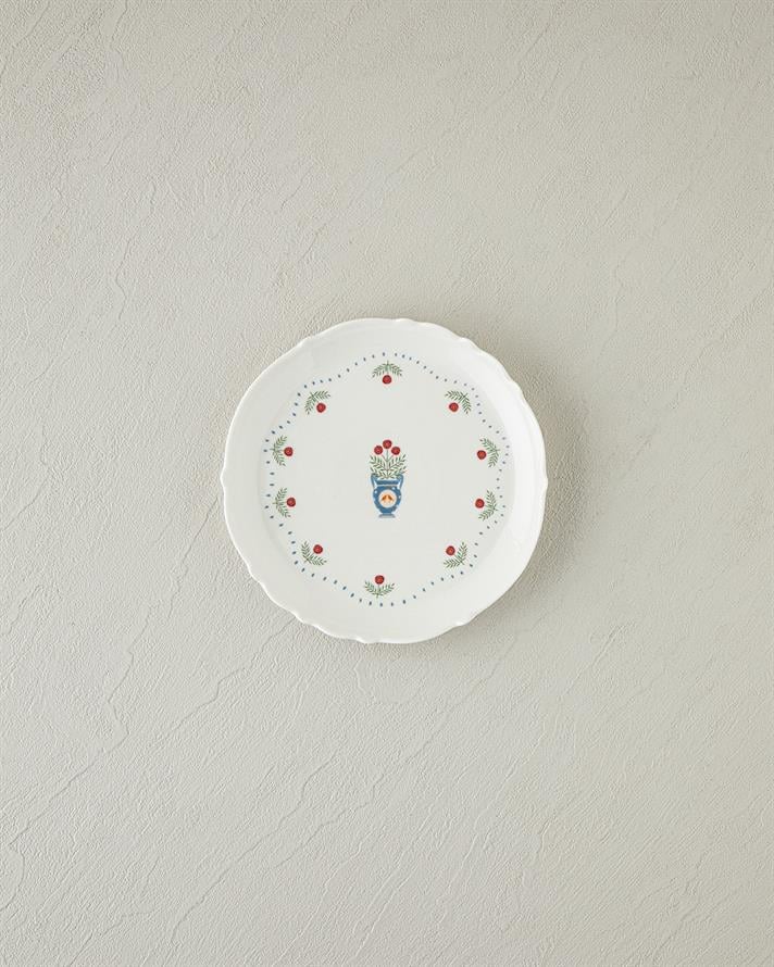 Retro Realm New Bone China Pasta Tabağı 18 cm Beyaz - Turuncu