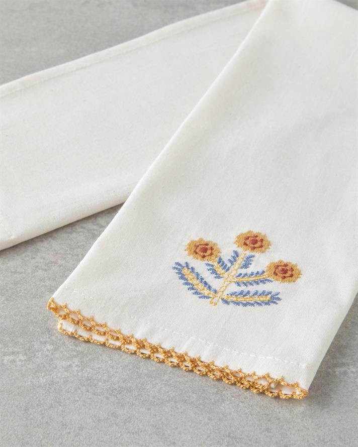 Retro Revival Pamuk Kurulama Bezi Krem - Mavi