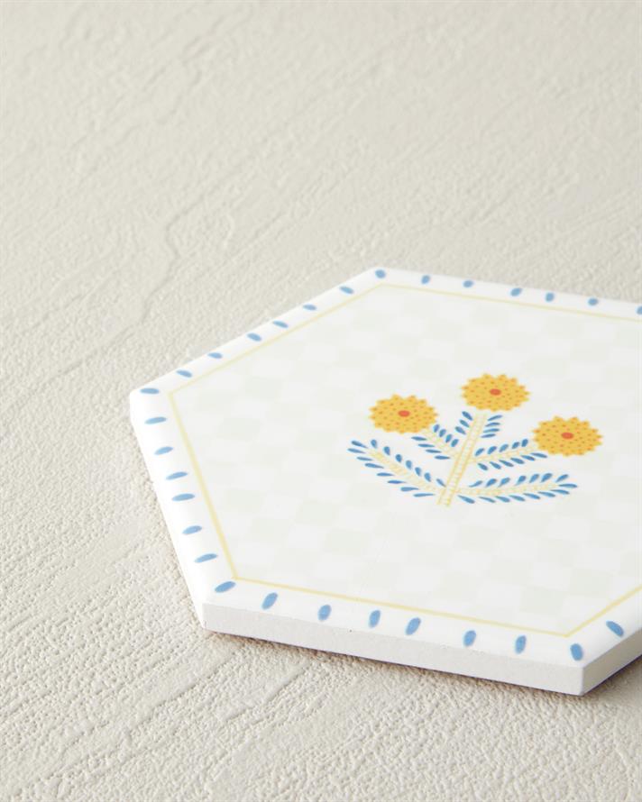Retro Revival Seramik Bardak Altlığı 11 cm Mavi