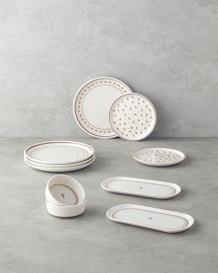 Retro Seramik Kahvaltı Takımı 10 parça 4 kişilik Renkli