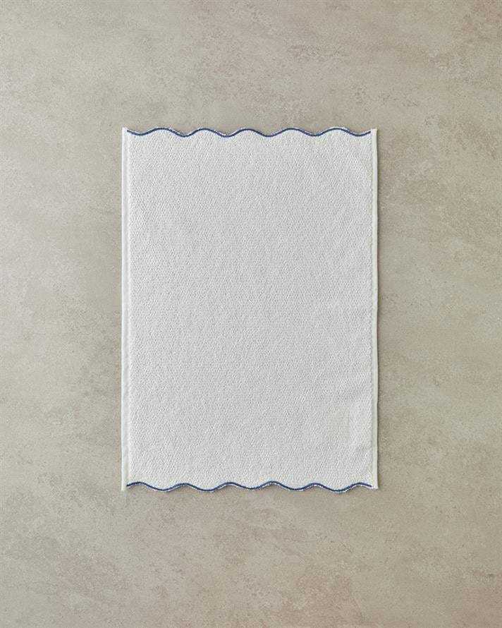 Retro Waves Pamuklu Nakışlı El Havlusu 30x45 cm Ekru - Mavi