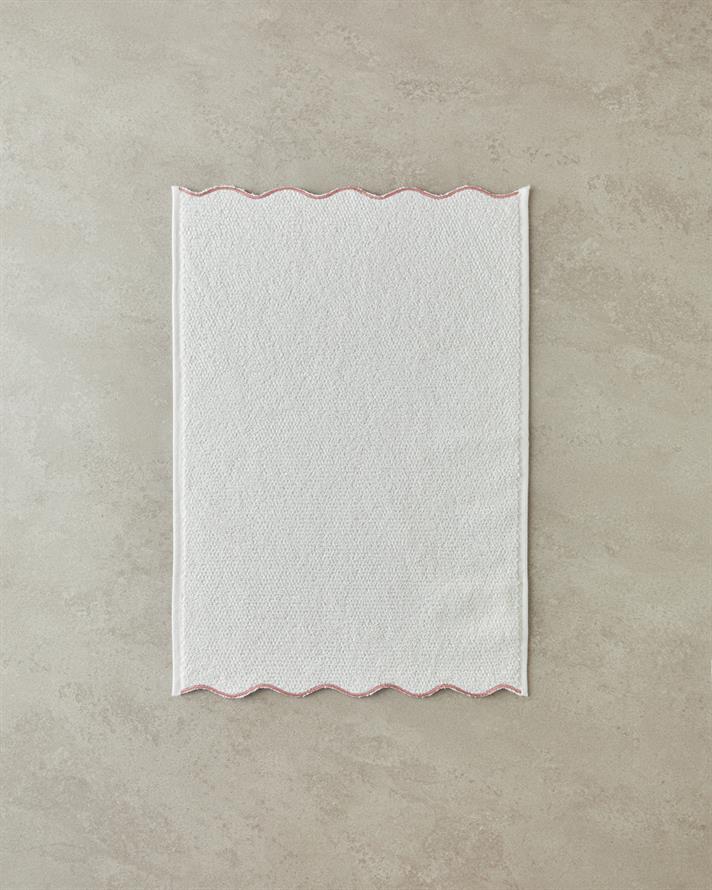 Retro Waves Pamuklu Nakışlı El Havlusu Ekru - Pembe