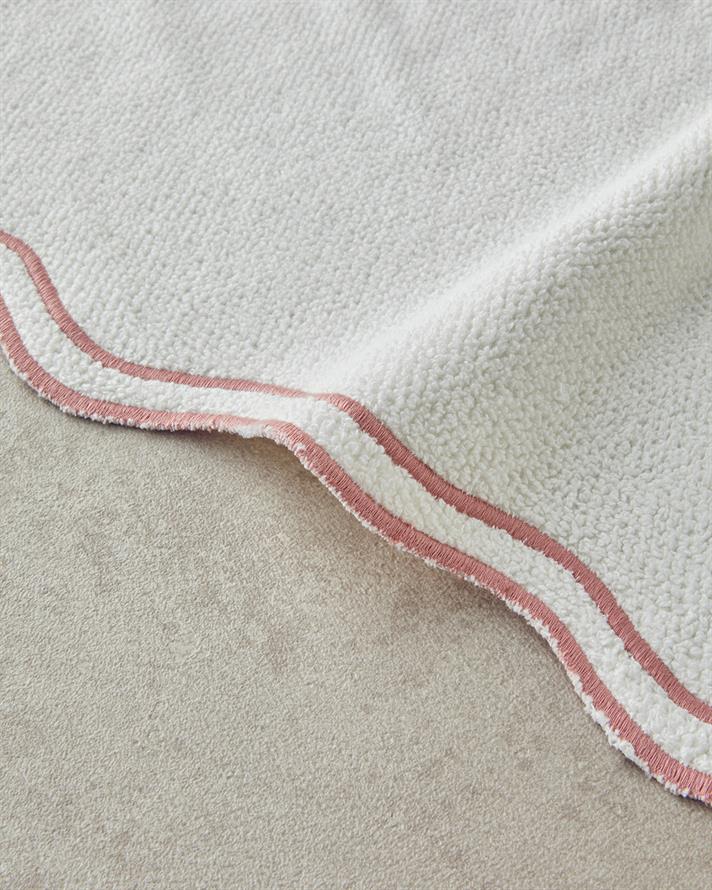 Retro Waves Pamuklu Nakışlı Yüz Havlusu Ekru - Pembe