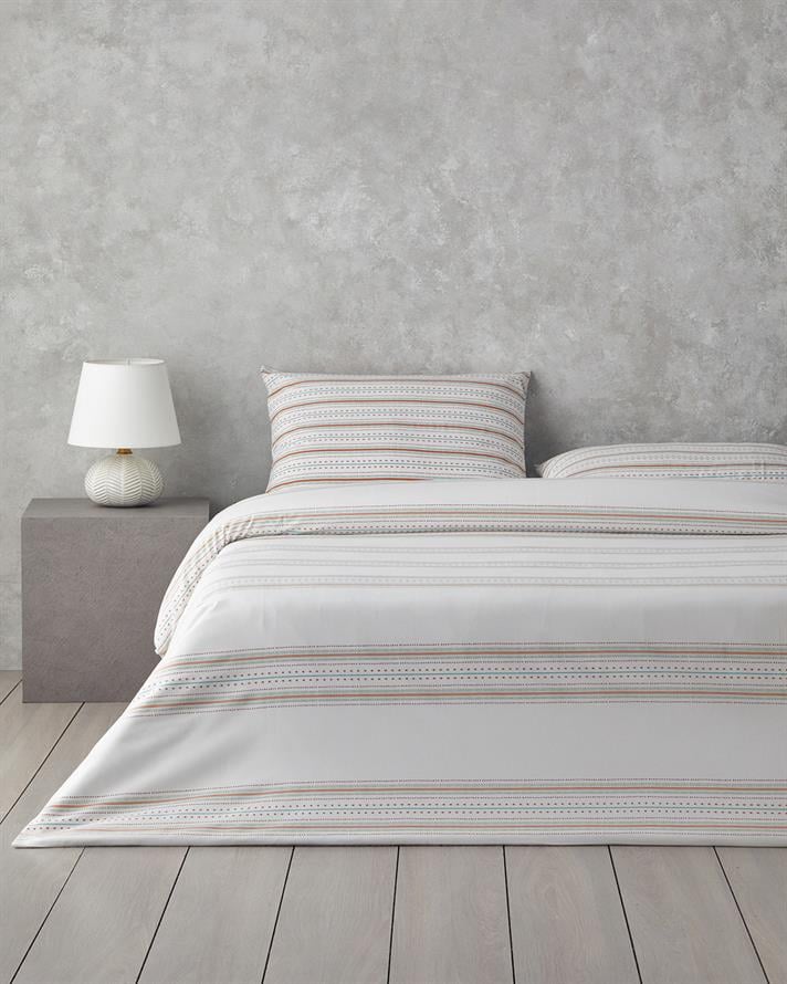 Rhythmic Line Kolay Ütülenir Çift Kişilik Çarşaflı Nevresim Takımı 200x220 cm Turuncu-yeşil