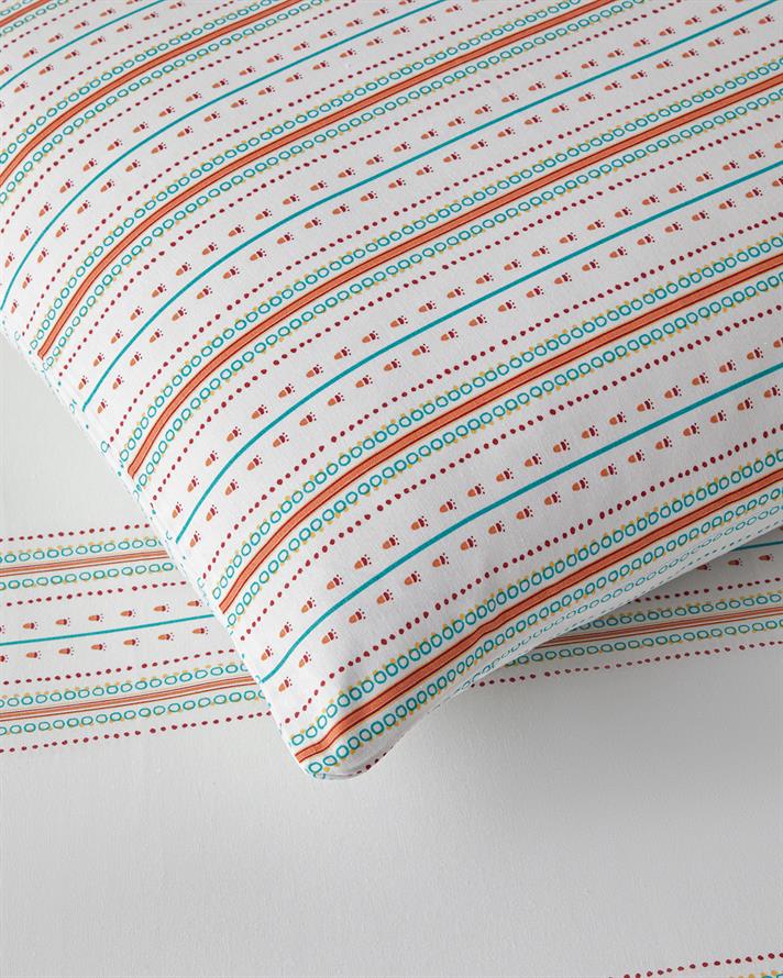 Rhythmic Line Kolay Ütülenir Çift Kişilik Çarşaflı Nevresim Takımı 200x220 cm Turuncu-yeşil