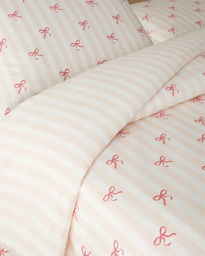 Ribbon Glow Kolay Ütülenir Çift Kişilik Nevresim Seti 200x220 cm Pembe