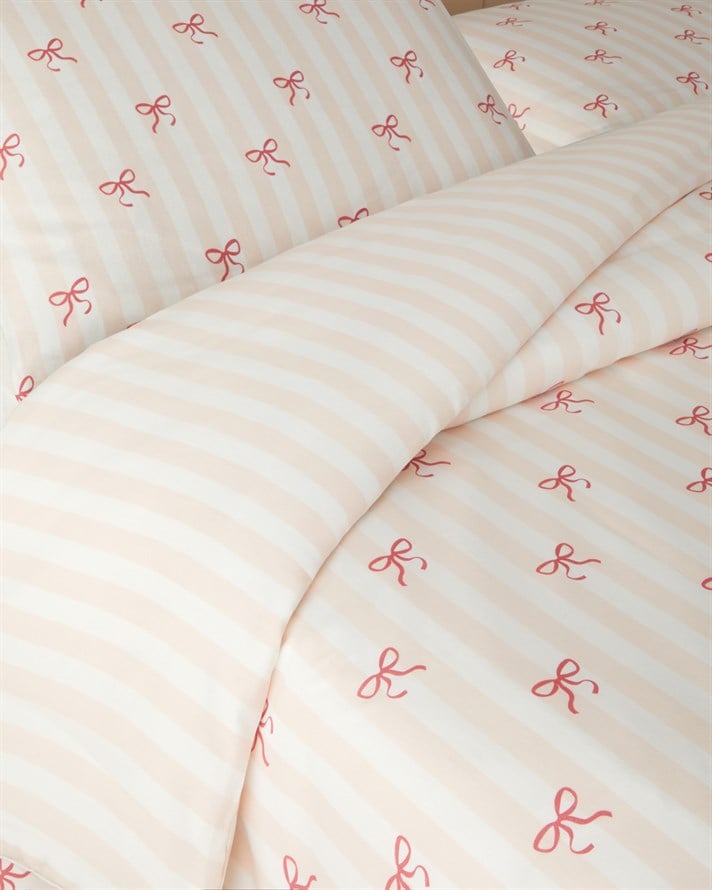 Ribbon Glow Kolay Ütülenir Tek Kişilik Nevresim Seti 160x220 cm Pembe