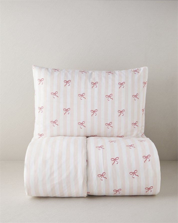 Ribbon Glow Kolay Ütülenir Tek Kişilik Nevresim Seti 160x220 cm Pembe