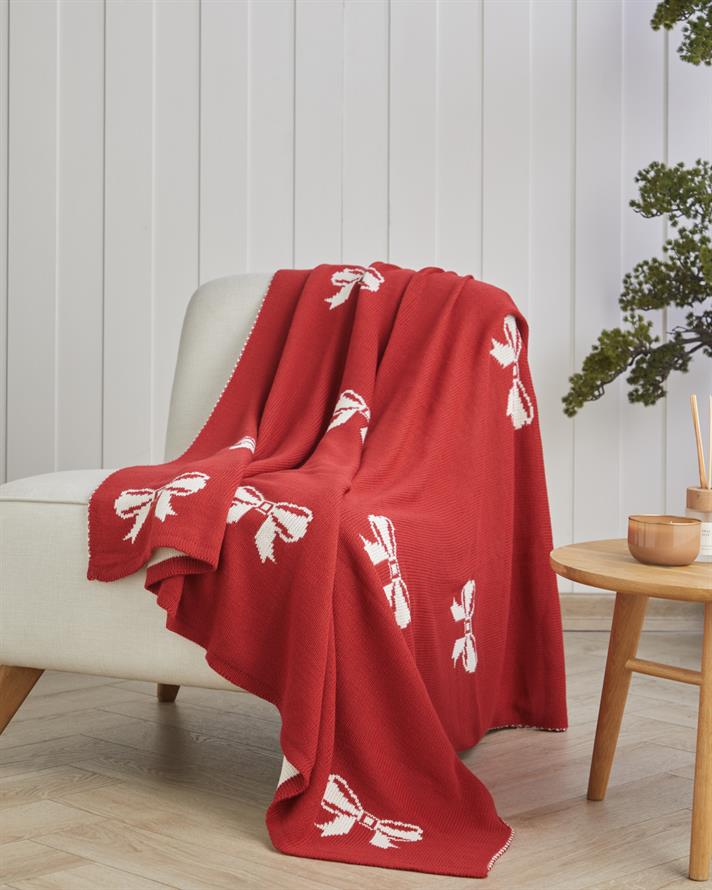 Ribbon Joy Koltuk Şalı 130x170 cm Kırmızı