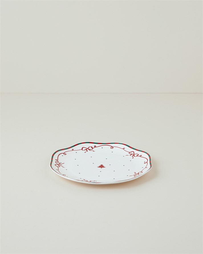 Ribbon Joy New Bone Pasta Tabağı 20 cm Kırmızı - Yeşil