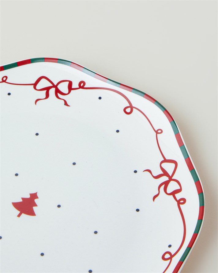 Ribbon Joy New Bone Pasta Tabağı 20 cm Kırmızı - Yeşil