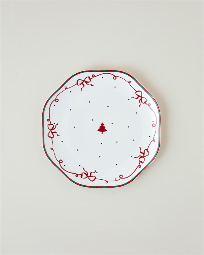 Ribbon Joy New Bone Pasta Tabağı 20 cm Kırmızı - Yeşil