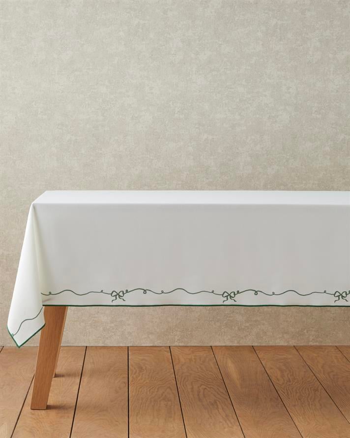 Ribbon Joy Polyester Masa Örtüsü 150x200 cm Yeşil-Beyaz