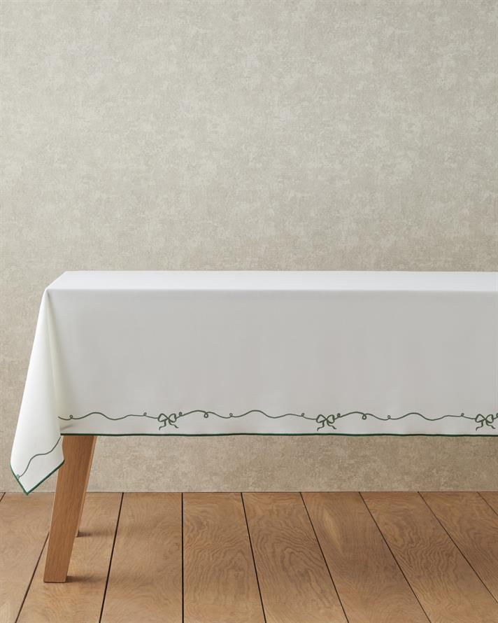 Ribbon Joy Polyester Masa Örtüsü 150x200 cm Yeşil-Beyaz
