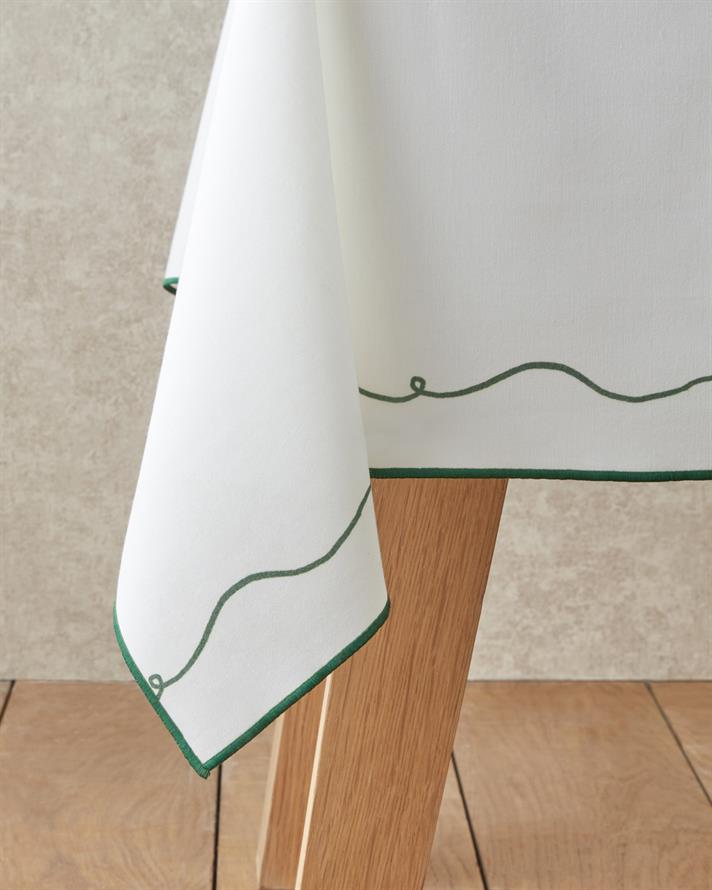 Ribbon Joy Polyester Masa Örtüsü 150x200 cm Yeşil-Beyaz