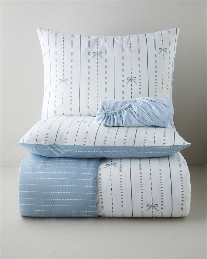 Ribbon Line Kolay Ütülenir Çift Kişilik Nevresim Takımı 200x220 cm Mavi