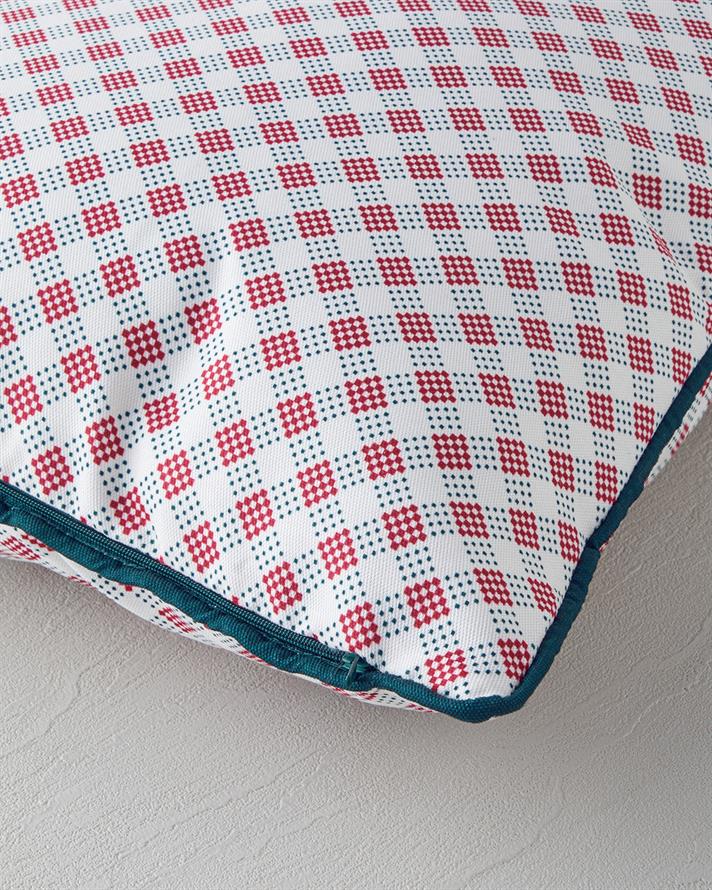 Righe Kırlent Kılıfı 45x45 cm Kırmızı - Beyaz