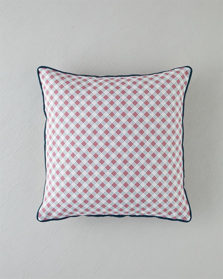 Righe Kırlent Kılıfı 45x45 cm Kırmızı - Beyaz