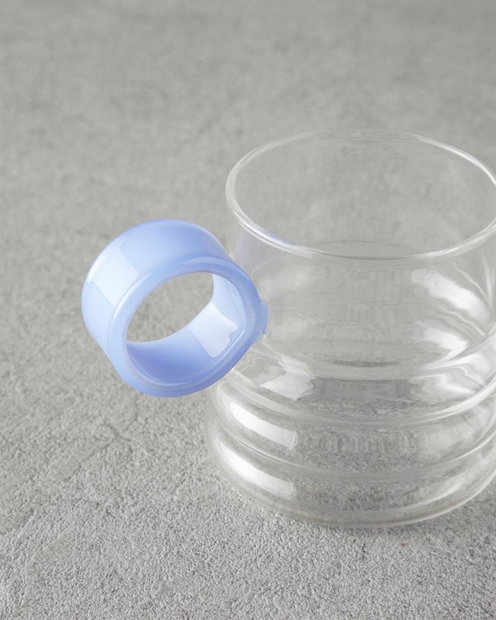 Ring Borosilikat Cam Kupa Mavi