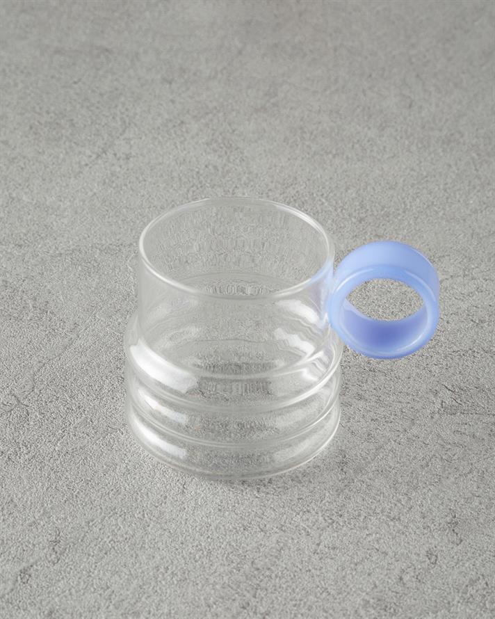 Ring Borosilikat Cam Kupa Mavi