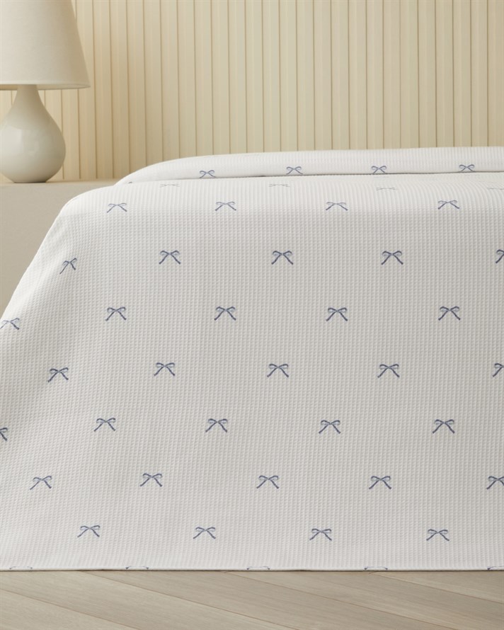 Romance Ribbon Çift Kişilik Pike 200x220 cm Mavi