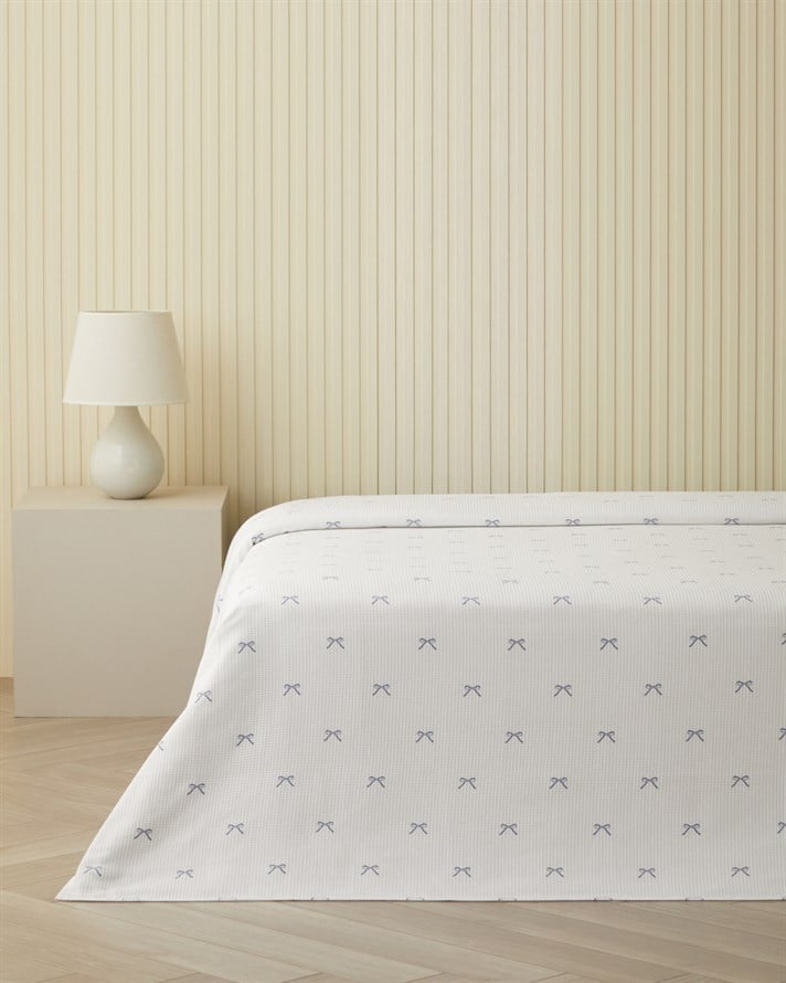 Romance Ribbon Çift Kişilik Pike 200x220 cm Mavi