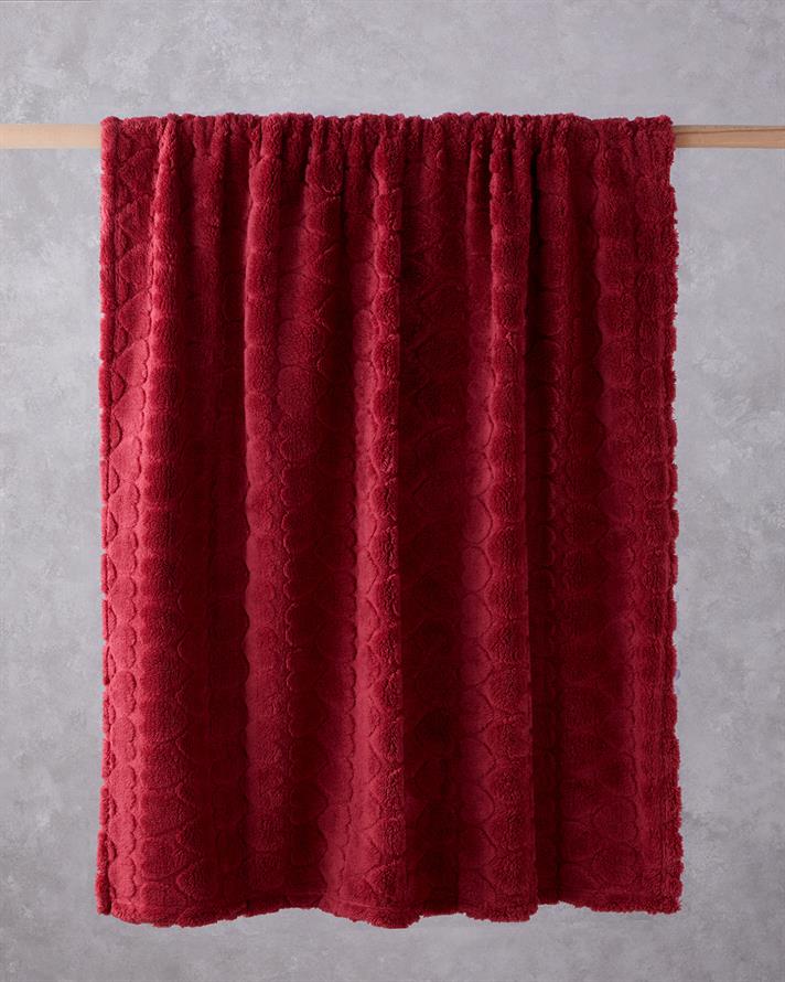 Romantic Hearts Jakarlı Wellsoft Tv Battaniye 120x160 cm Koyu Kırmızı