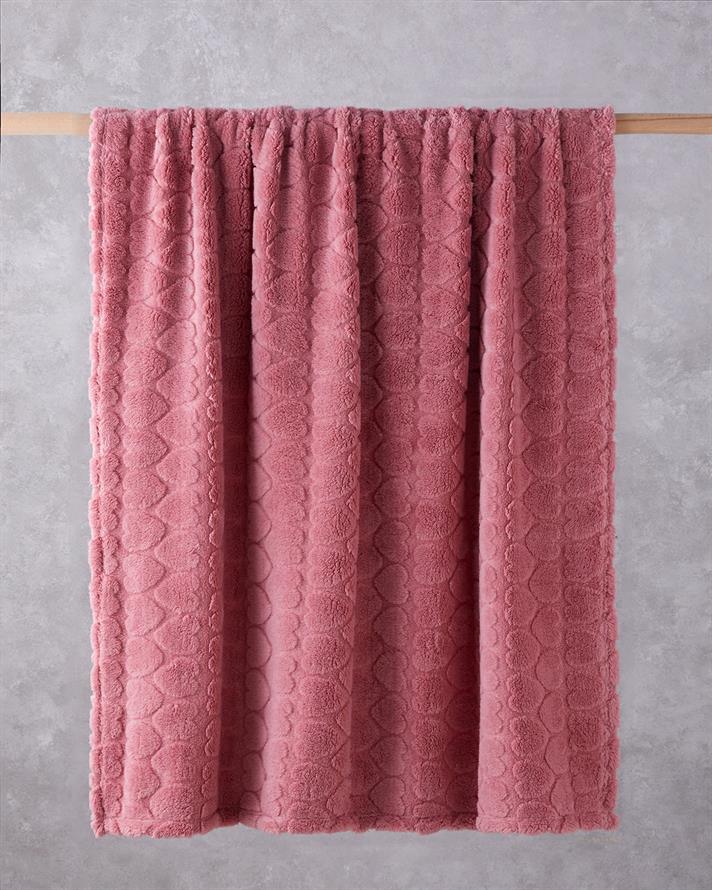 Romantic Hearts Jakarlı Wellsoft Tv Battaniye 120x160 cm Gül Kurusu