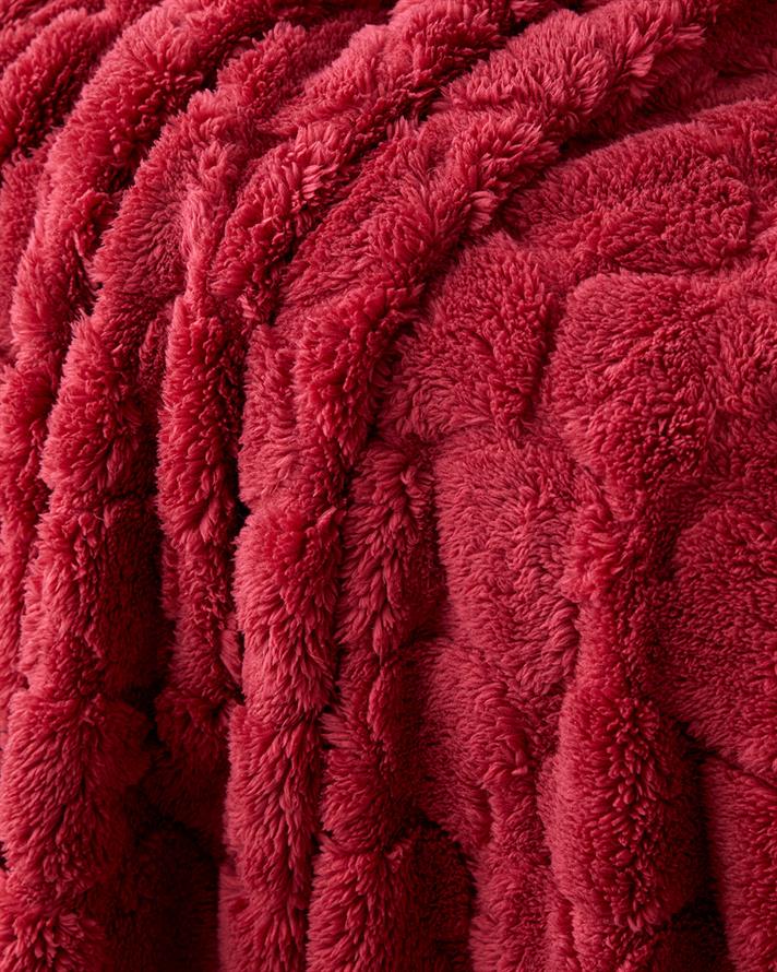 Romantic Hearts Jakarlı Wellsoft Tv Battaniye 120x160 cm Koyu Kırmızı