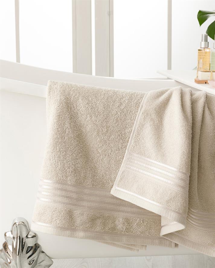 Romantic Stripe Pamuklu Floşlu Banyo Havlusu Takımı Gri