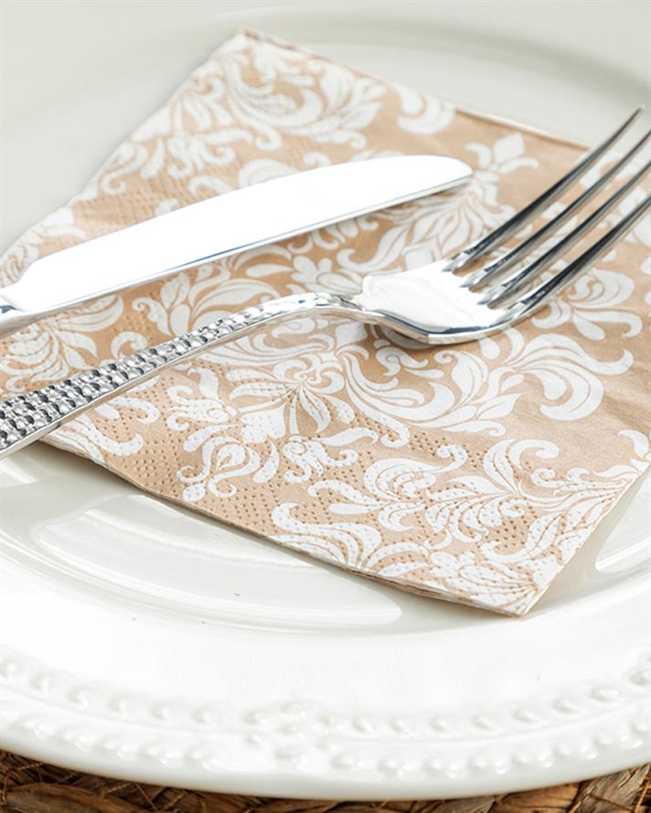 Romantic Toile 20li Kağıt Peçete Bej