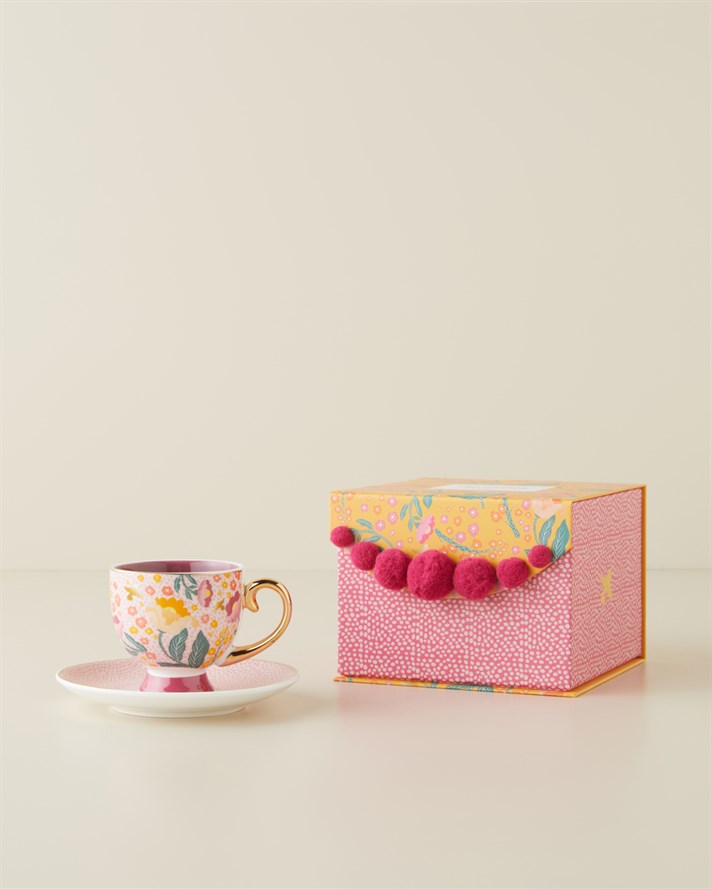 Rosalie New Bone China 4 Parça 2 Kişilik Kahve Fincan Takımı 100 ml Renkli