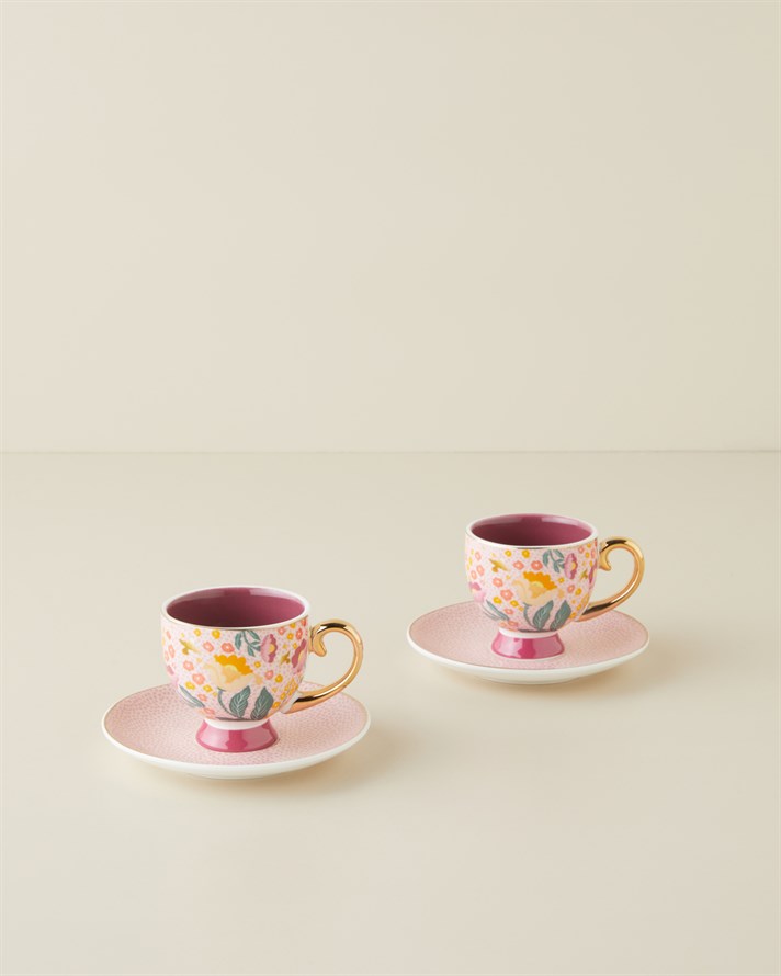 Rosalie New Bone China 4 Parça 2 Kişilik Kahve Fincan Takımı 100 ml Renkli