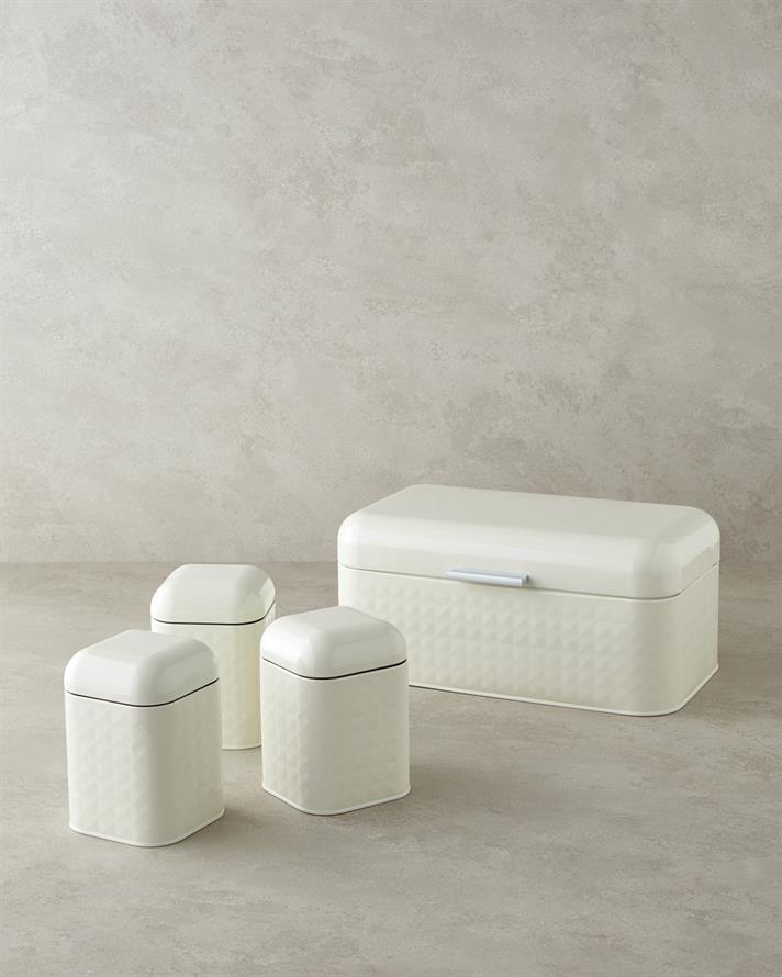 Rosalina Metal 4lü Saklama Kabı 1.3 L x 9 L Krem