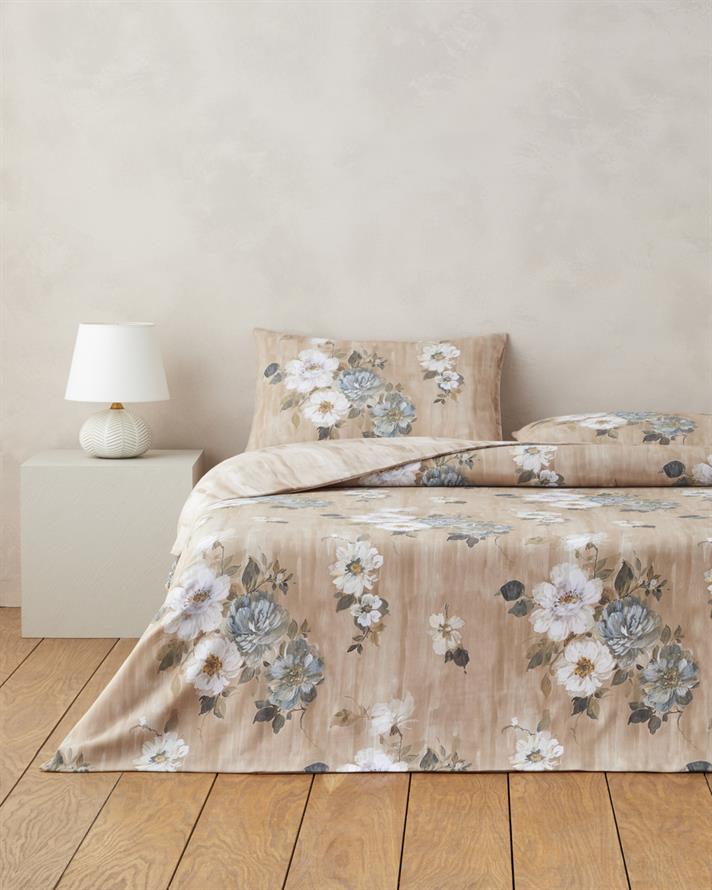 Rose Bright Dijital Baskılı Kolay Ütülenir  Tek Kişilik Çarşaflı Nevresim Takımı 160x220 cm Kahverengi