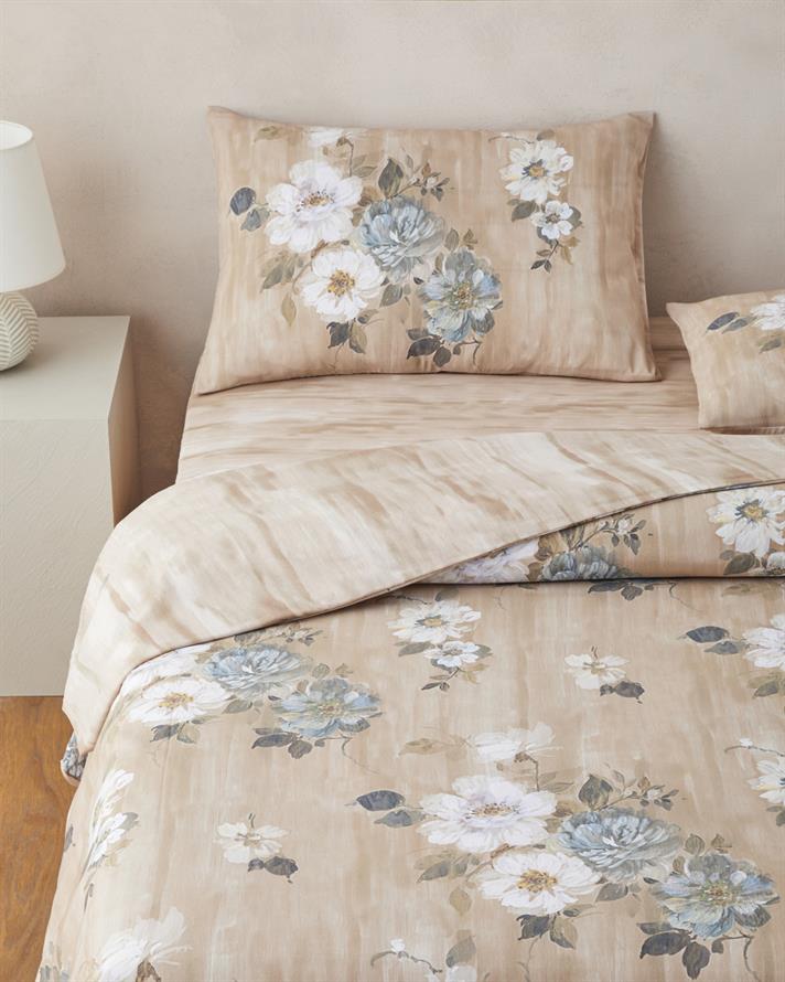 Rose Bright Dijital Baskılı Kolay Ütülenir  Çift Kişilik Çarşaflı Nevresim Takımı 200x220 cm Kahverengi