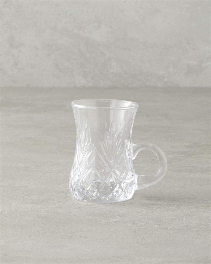 Rose Cam Kulplu 6 Parça 6 Kişilik Çay Bardağı 100 ml Şeffaf