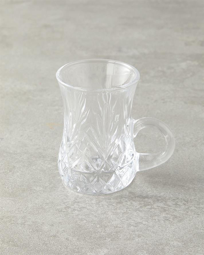 Rose Cam Kulplu 6 Parça 6 Kişilik Çay Bardağı 100 ml Şeffaf