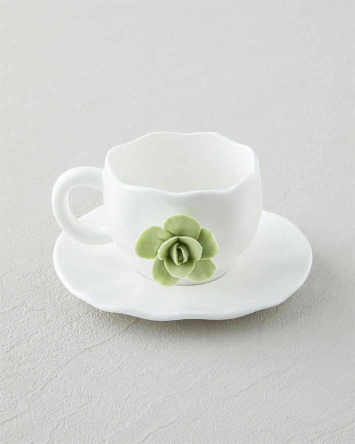 Rosea New Bone China 4 Parça 2 Kişilik Kahve Fincan Takımı 100 ml Pembe - Mint