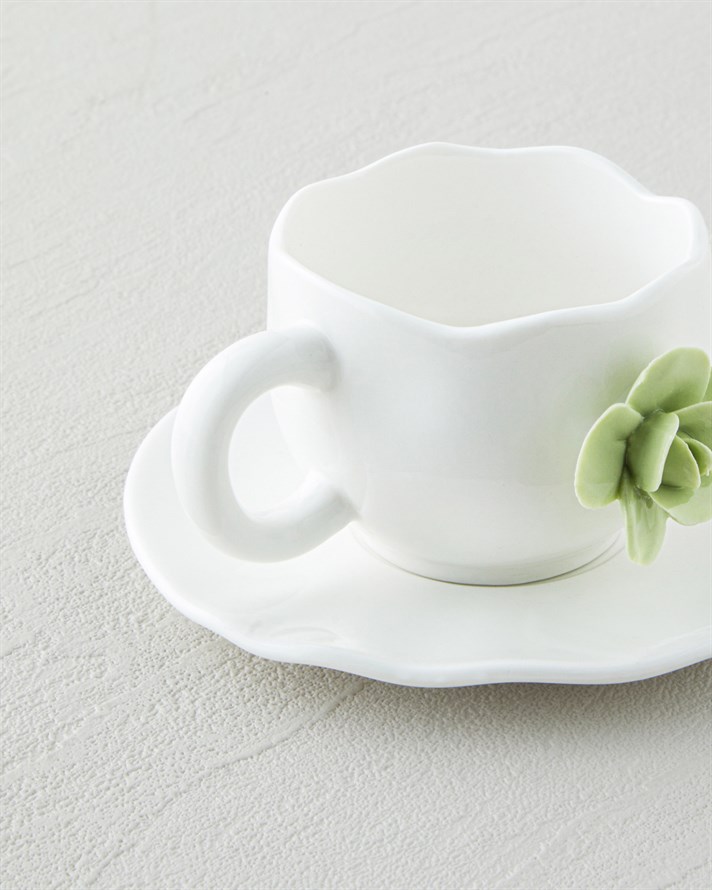 Rosea New Bone China 4 Parça 2 Kişilik Kahve Fincan Takımı 100 ml Pembe - Mint