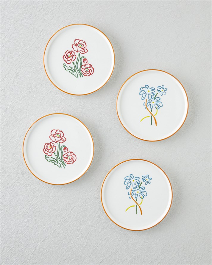 Roselle Seramik 4lü Pasta Seti 16 cm Renkli