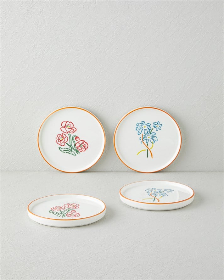 Roselle Seramik 4lü Pasta Seti 16 cm Renkli