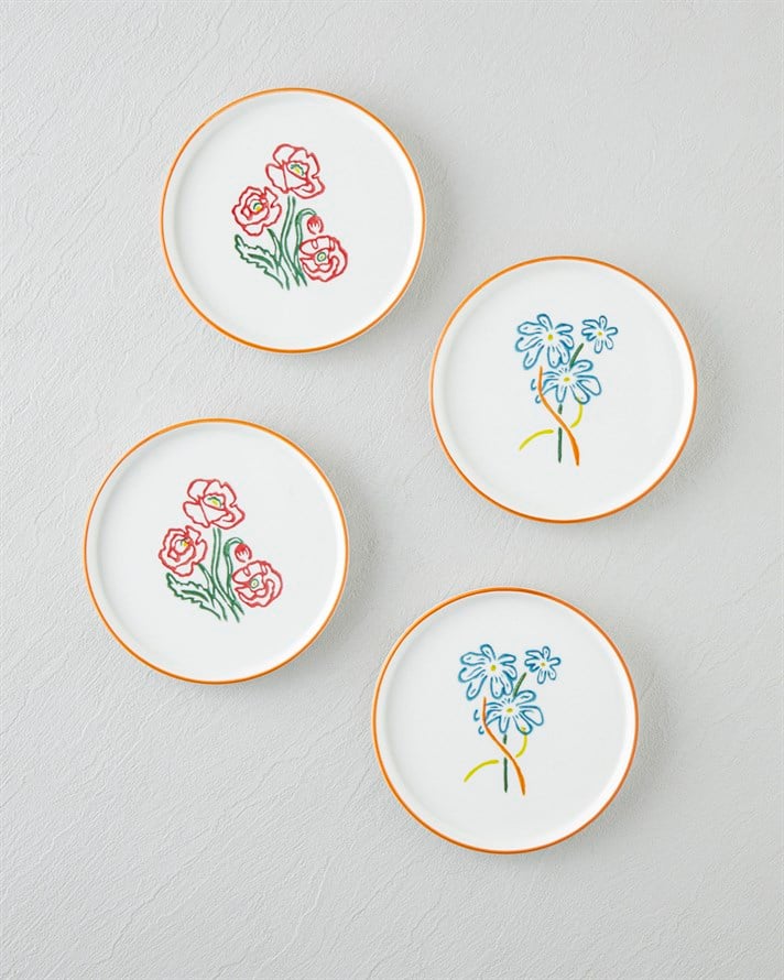 Roselle Seramik 4lü Pasta Seti 16 cm Renkli