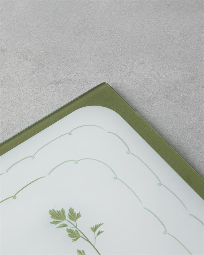 Rosemary Cam Kesme Tahtası 25x35 cm Yeşil-Beyaz