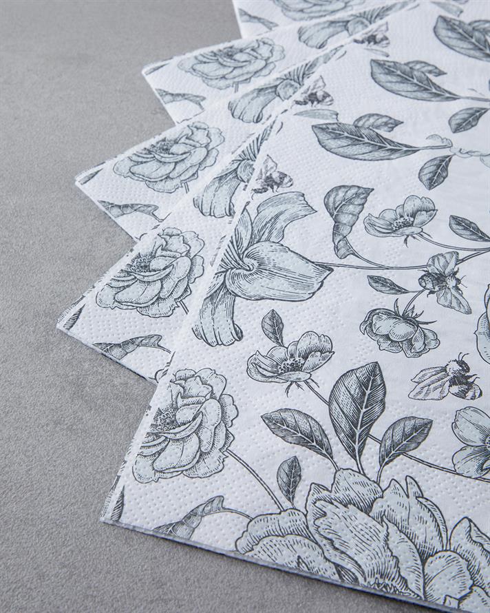 Roseray Kağıt 20li Kağıt Peçete 33x33 cm Siyah - Beyaz