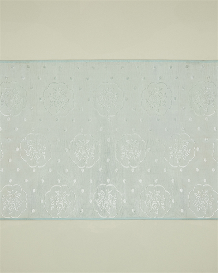 Rosette Kadife Kaymaz Taban Halı Turkuaz